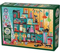 Cobble Hill 1000 Piece Puzzle Christmas Cats-Sample Poster Included, Red