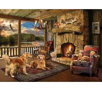 Cobble Hill 1000 Piece Puzzle - Lakeside Cabin - Sample Poster Included