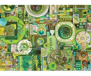 Cobble Hill 1000 Piece Puzzle - Rainbow Collection: Green - Sample Poster Included
