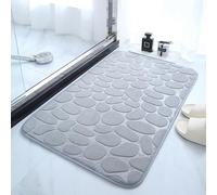 Cobblestone Embossed Bathroom Bath Mat, Non-Slip Memory Foam Rug with Soft Absorbent Surface, Washable Pebble Pattern Floor Mat for Shower, Tub, Sink Side (Light gray, 50 * 80cm/20 * 31inch)
