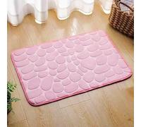 Cobblestone Embossed Bathroom Bath Mat, Non-Slip Memory Foam Rug with Soft Absorbent Surface, Washable Pebble Pattern Floor Mat for Shower, Tub, Sink Side (Pink, 50 * 80cm/20 * 31inch)