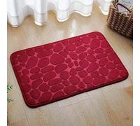 Cobblestone Embossed Bathroom Bath Mat, Non-Slip Memory Foam Rug with Soft Absorbent Surface, Washable Pebble Pattern Floor Mat for Shower, Tub, Sink Side (Wine red, 50 * 80cm/20 * 31inch)
