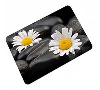Cobblestone Flower Entrance Floor Mat Indoor Outdoor Doormat, Front Door Mat Door Rugs for Entryway, for Indoor and Outdoor Use, Low Carpet Mats, 17.7 X 27.5 Inches, Black