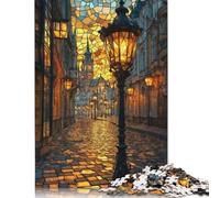 Cobblestone Street Lights Jigsaw Puzzles Puzzle for Adults Kids. 1000 Piece Impossible Challenge Toy Educational Game Home Decoration for Educational Games Gifts 1000pcs (75x50cm)
