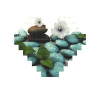 Cobblestone Zen Flowers Building Brick Block Puzzle Heart Shaped, Personalized Picture Puzzles Photo Jigsaw Puzzles for Adults 3D Micro Building Blocks for Home Decor Bricks Set