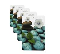 Cobblestone Zen Flowers Car Air Fresheners 4 Pcs Rectangle Hanging Car Air Freshener Fragrance Scented Cards Auto Mirror Pendant Aromatherapy Tablets For Car Home Office Closet Bathroom