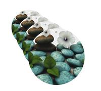 Cobblestone Zen Flowers Car Air Fresheners 4 Pcs Round Shape Hanging Car Air Freshener Fragrance Scented Cards Auto Mirror Pendant Aromatherapy Tablets For Car Home Office Closet Bathroom