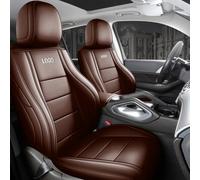 Cobear Luxury Nappa Leather Car Seat Covers Full Set Custom for Audi A4 2009-2010 Front Seats without Thigh Support, Scratch Resistant Waterproof Airbag-Safe Car Seat Protector Dark Brown