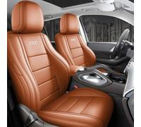 Cobear Luxury Nappa Leather Car Seat Covers Full Set Custom for Audi A4 2011-2016 Front Seats without Thigh Support, Scratch Resistant Waterproof Airbag-Safe Car Seat Protector Yellow