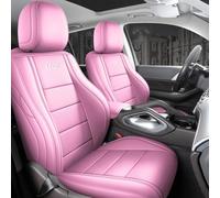 Cobear Luxury Nappa Leather Seat Covers Full Set Custom for Dodge RAM 2009-2026 with Half-Wrap Elastic Straps Scratch Resistant Waterproof Airbag Safe Car Seat Protector Dusty Pink