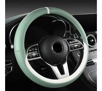 Cobear Microfiber Leather Steering Wheel Cover, Soft, Breathable and Comfortable to Touch, Protect Your Steering Wheel, 14 1/2 inch to 15 inch, Green/white2, O-Type