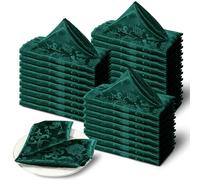 Cobedzy 60 Pack Green Satin Cloth Napkins, 17x17 Inch Jacquard Napkins Damask Cloth Napkins Luxurious Satin Napkins for Wedding Banquet Party Restaurant Dinner Decoration