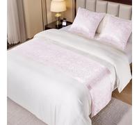 Cobedzy Blush Pink Satin Bed Runner for King Size Beds, 50 x 240cm(20" x 94") Jacquard Bed Scarf Satin Bedding Scarves for Hotel, Home, Guesthouse