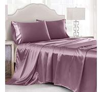 Cobedzy Satin Sheets Full Size, 4 Pcs Silky Soft Satin Bed Sheets Full Set with Deep Pockets, Extra Smooth & Luxurious Microfiber Sheet for Hair and Skin(Purple)