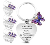 cobee 10 Pcs Inspirational Keychains for Women Funny Butterfly Keychain Motivational Encouragement Thank You Gifts for Men Student Teacher Coworker Staff Sometimes You Forget You're Awesome (Style B)