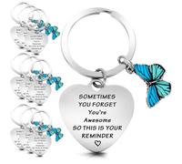 cobee 10 Pcs Inspirational Keychains for Women Funny Butterfly Keychain Motivational Encouragement Thank You Gifts for Men Student Teacher Coworker Staff Sometimes You Forget You're Awesome (Style A)