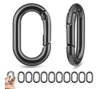 cobee 10 Pcs Stainless Steel Carabiner, Black Metal Carabiner Clip Dog Tag Clip Connector, Oval Carabiner Heavy Duty For Bag Pet Collar Lanyard Outdoor Camping Hiking(Black)