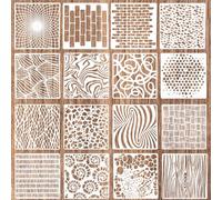 Cobee 16Pcs Reusable Stencils for Crafts and Texture Templates in Painting, Layering Drawing, and DIY Art on Card Making, Canvas, Furniture, and Paper