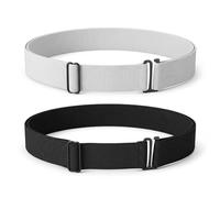 Cobee 2 Pcs Adjustable Crop Tuck for Shirts, Adjustable Elastic Belts for Women Elastic Tucky Belt Crop Tops Stretch Band to Change Style of Tops (Black,White)