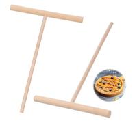 cobee 2 Pcs Crepe Spreader Wooden Crepe Maker, Crepe Spatula Pancake Batter Spreader, T-Shaped Tool Stick for Flat Tortilla Shells, Roti, Galettes-Round Food Pastry Tool