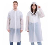Cobee 2 Pcs Rain Ponchos for Adults, Reusable EVA Raincoats with Hoods and Sleeves, Waterproof Emergency Poncho for Camping Hiking Travel Outdoor Activities, White, One Size