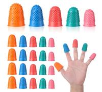 cobee 20 Pcs Rubber Thimbles for Hand Sewing, Finger Protectors Rubber Fingers Tips Waferproof Finger Protectors, 5 Sizes & Colors Knitting Thimble for Sorting Papers