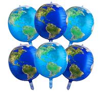 Cobee 22 Inch Globe Balloons - 3 Transparent World Map + 3 Earth Globe - Planet, Earth 4D Foil, Back To School Decoration Teaching Supplies Space Theme Party