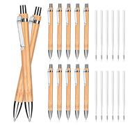 Cobee 24 Pcs Bamboo Ballpoint Pen and Refills Set, 1mm Retractable Ball point Pens Black Ink Pens Sustainable Pen for Writing Journaling School Office(12 Pcs Pens+12 Pcs Refills)