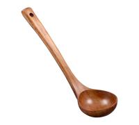 Cobee 28cm Wooden Ladle, Long Handle Wood Soup Handcrafted Wooden Soup Deep Round Serving Cooking Scoop for Kitchen Cooking Stirring