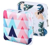 cobee 2Pcs Sanitary Napkin Storage Bag, Period Holder Bag Portable Period Kit Sanitary Pad Storage Bag Pad Holder Period Pouch with Zipper Menstruation First Period Bag for Girls Women (Style B)