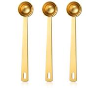 Cobee 3 Pcs 5ml Measuring Spoons, Stainless Steel Gold Coffee Scoop with Long Handle Tablespoon Measure for Milk Tea Sugar Flour Baking Supplies