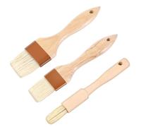 cobee 3 Pcs Pastry Brush, Basting Cooking Food High Temperature Resistant, Natural Bristle Basting Wooden Handle Butter Brush Easy Clean for Sauce, Kitchen Baking(Type 2)