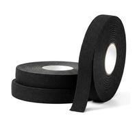 Cobee 3 Rolls Black Electrical Tapes, 19mm x 25m Wire Harness Tape Cloth Wiring Loom Tape Heat Resistant Adhesive Fabric Cloth Tapes for Car Wire Cable Management