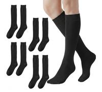 Cobee 4 Pairs Knee High Socks for Women, Long Black Socks Soft Knee Length Sock for Women with Breathable Fabric for Women(Black)