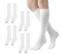 Cobee 4 Pairs Knee High Socks for Women, Long White Socks Soft Knee Length Sock for Women with Breathable Fabric for Women(White)