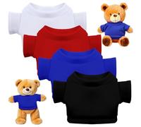 cobee 4 Pcs Bear Tee Shirt Fit 12-16inch, Build A Bear Clothes Stuffed Animal Clothes, Sublimation Shirts Teddy Bear Clothes Blank Bear Accessories for Diy Make Unique Stuffed Outfit(Multicolour)