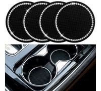 Cobee 4PCS 7cm Car Cup Holder Coaster with Crystal Rhinestone, Universal Bling Car Coasters Anti Slip Shockproof Cup Holder Insert Coaster Vehicle Interior Accessories Cars Accessories