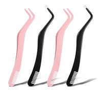 cobee 4Pcs Eyelash Tweezers, Lash Applicator Tool, Eyelashs Applicator Tool with Comb, Curved Stainless Steel Eyelash Nipper for Lashes Precision Placement and Application