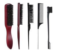 cobee 5 Pcs Slick Back Hair Brush Set, Bristle Hair Brush Edge Control Brush Teasing Comb, Wax Stick for Hair & Wig Flyaways, For Smooth Hair Parting Smooth Flyaways
