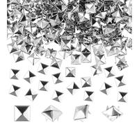 cobee 500 Pcs 10 mm Studs for Clothing, Square Silver Pyramid Studs and Spikes, Metal Spike Studs Punk Spikes for Clothing Bag Leather Shoes Punk Rock Jewelry Craft