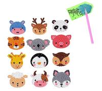 Cobee 5D Diamond Art Painting Stickers, 12PCS Diamond Art Mosaic Stickers Animals Gem 5D DIY Paint Kits Digital Numbers Kits for Children Adult Beginners(Style-A)