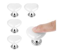 cobee 5PCS Toilet Tank Button Aid, Love Heart Shaped Toilet Push Button Topper White Toilet Button Pusher Toilet Flush Button Helper for Women Long Nail Manicures