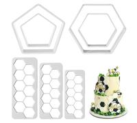 Cobee 7PCS Hexagon Cookie Cutter Set, 7 Sizes Plastic Soccer Cake Fondant Cutters Biscuit Cutters for Kitchen DIY Craft Football Cake Decorations Desserts Baking Tools