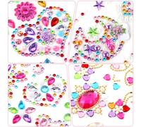 cobee 8 Sheets Gem Stickers Jewels for Crafts, Stick on Gems Rhinestones for Kids, Self Adhesive Jewels Stickers for DIY Face Gems Makeup