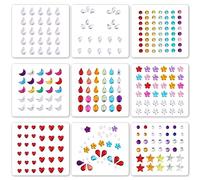 cobee 9 Sheets Face Gems Stickers, Colorful Self-Adhesive Face Jewels Stick on Rhinestones Crystal Bling Sticker for Makeup Party Wedding Halloween Christmas Decoration Nail Art DIY Craft