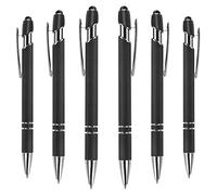 Cobee Ballpoint Pen with Stylus Tip, 6 Pieces Retractable Ballpoint Pens, 1.0 mm Black Ink Soft Responsive Click Metal Pens, 2 in 1 Stylus for Touch Screens, School Office Gift Supplies(Black)