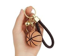 Cobee Basketball Gift Keychain, Novelty Sport Ball Key Chain for Boys Sports Fan Basketball Key Rings Inspirational Gift Keyrings for Kids Party Favors Reward Gift (Brown)