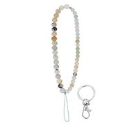 cobee Beaded Phone Charm with Key Ring, Bead Phone Chain Strap Handmade Natural Gemstone Phone Charm Anti-Lost Fashion Phone Lanyard Cell Phone Lanyard Wrist Strap for Key Chain Women Girls(Amazonite)