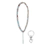 Cobee Beaded Phone Charm with Key Ring, Bead Phone Chain Strap Handmade Natural Gemstone Phone Charm Anti-Lost Fashion Phone Lanyard Cell Phone Lanyard Wrist Strap for Key Chain Women(Shoushan Stone)