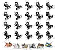 cobee Black Binder Clips, 20 Pcs 22mm Metal Document Clips Mini Hinge Clips Small Paper Clamps Picture Clips for Food Packages Photo File Paper Home Office Supplies